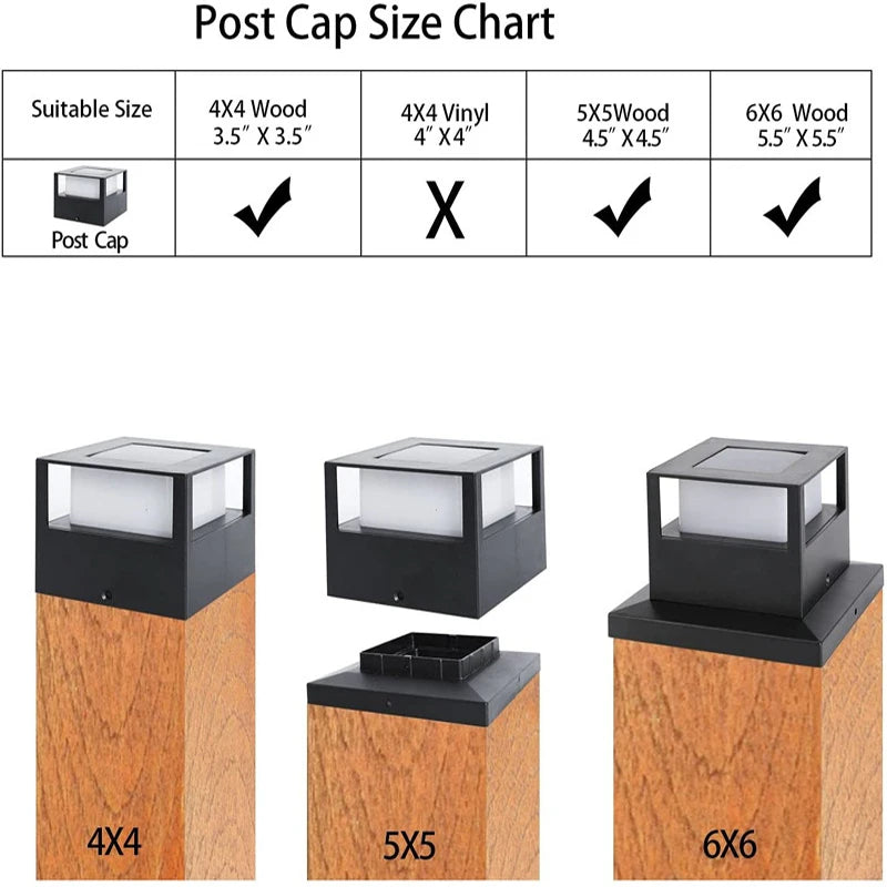 Solar Square Post Light Double Fence Lamp Waterproof Outdoor Street Zpaxo