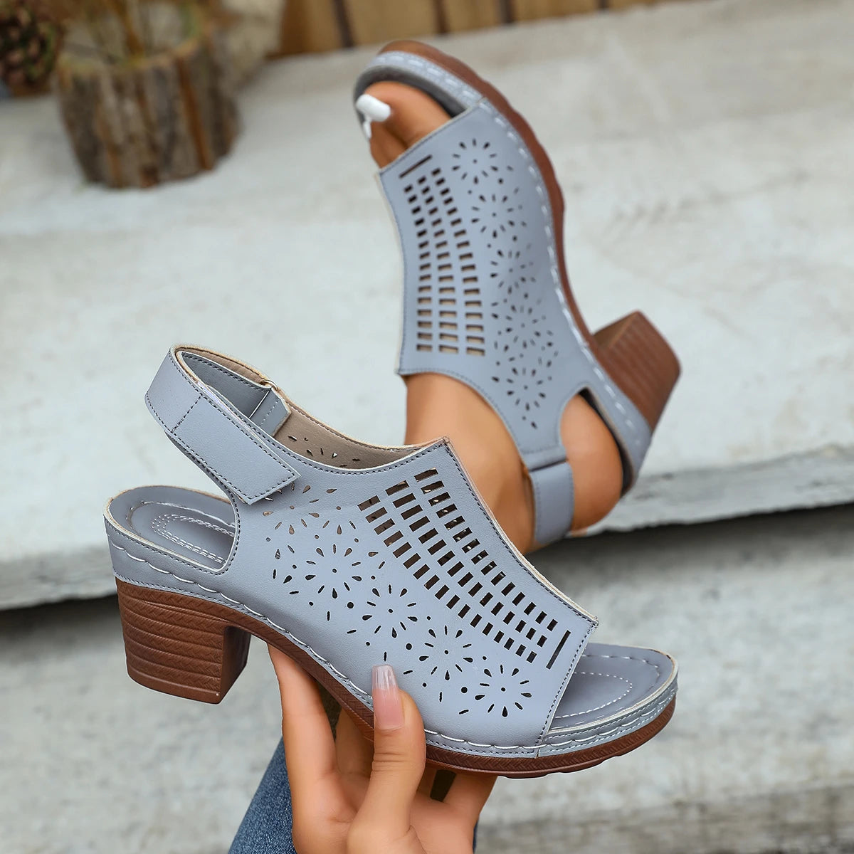Women High Heel Sandals Open Toe Stylish High Heels Shoes for Women New Summer Luxury Sandals Platform Hollow Out Casual Sandals Zpaxo GRAY 37