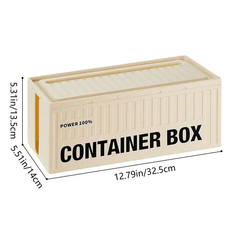 Container Cable Storage Box With Lid For Office, High Capacity Cord Organizer, Space Saving Desktop Socket Cable Management Box Zpaxo
