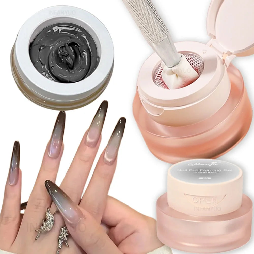 1Jar Cushion Patting Gel Polish Ombre Black White Peach Pat Nail Zpaxo