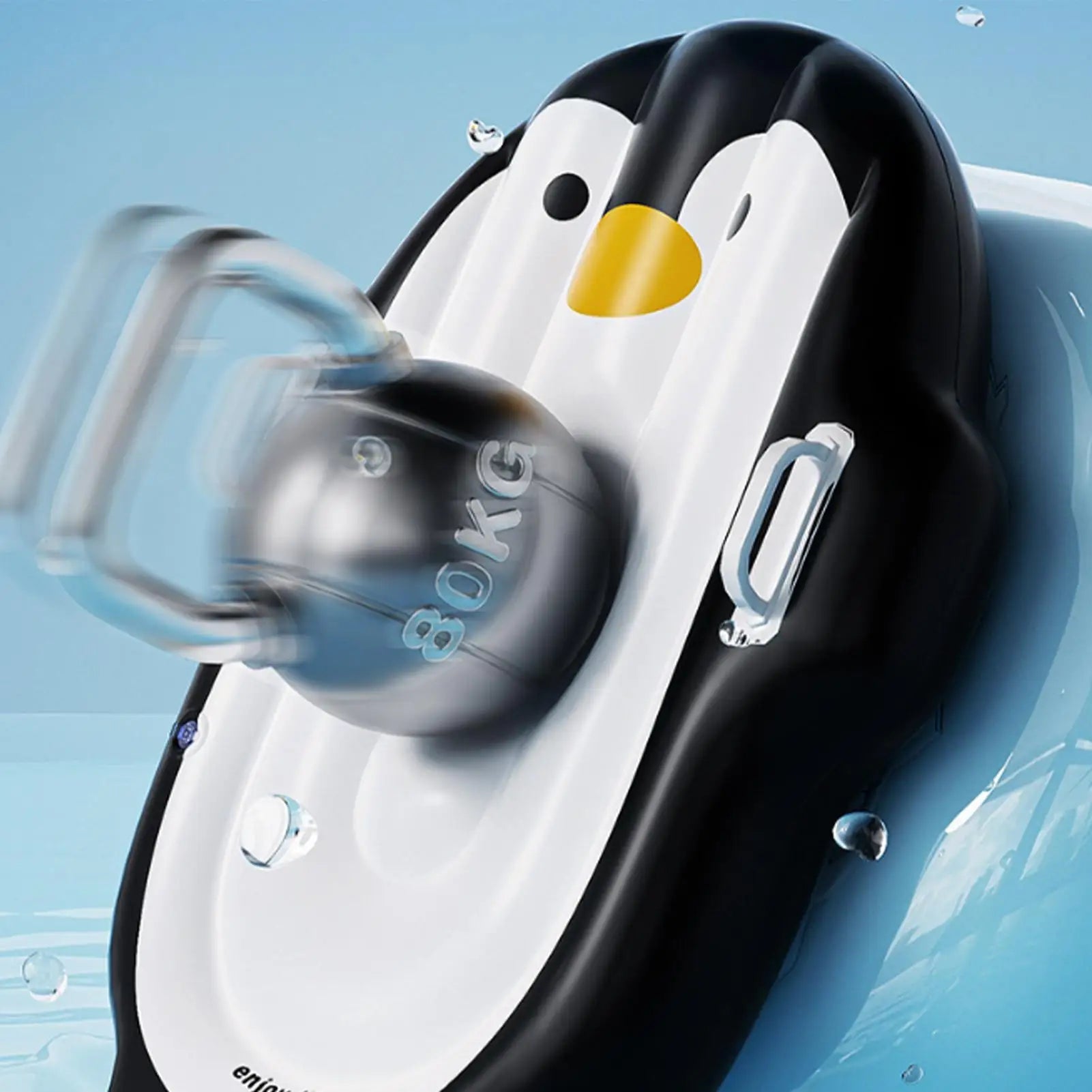 Inflatable Bodyboard Kids Penguin Handle Water Slides Portable
