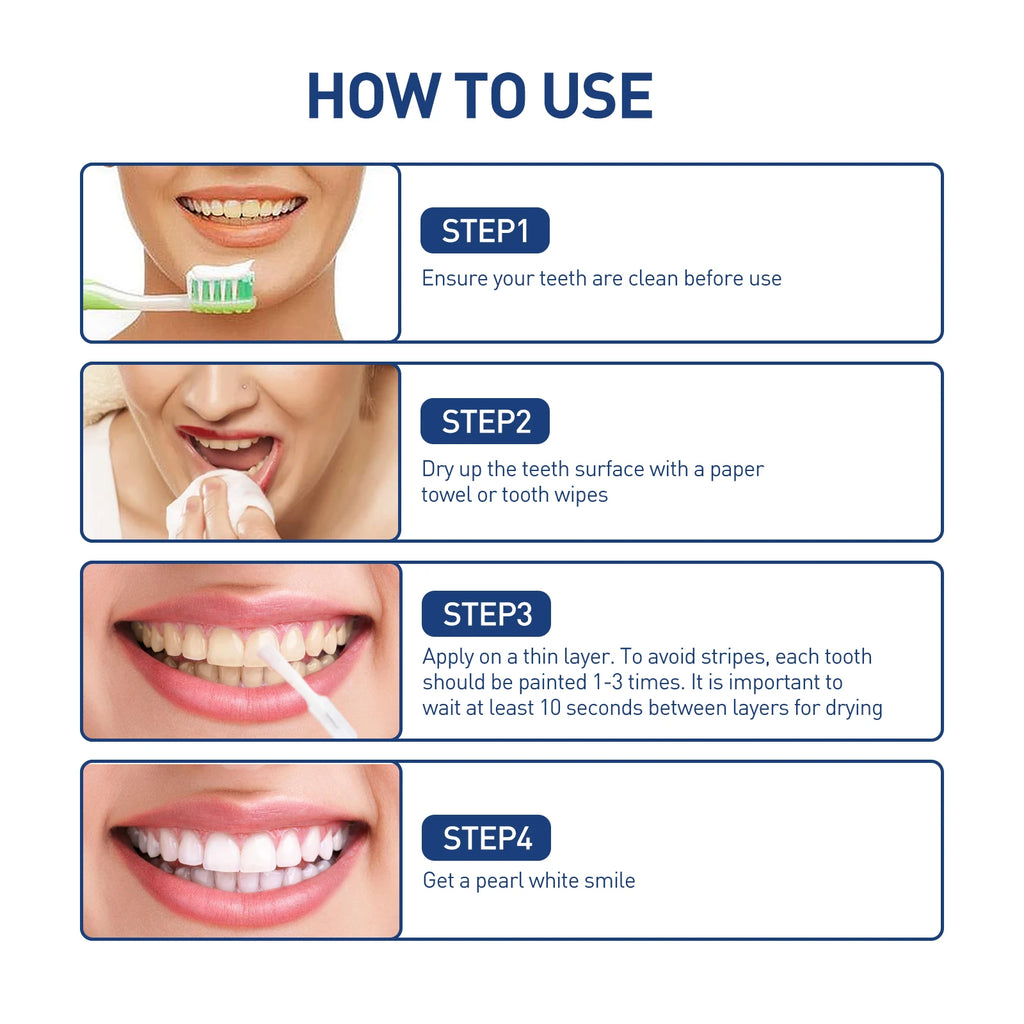 Instant Teeth Whitening Paint 5ml Remove Stains and Yellow Teeth Fast Acting Smile Brightener No Sensitivity Vegan Formula Zpaxo