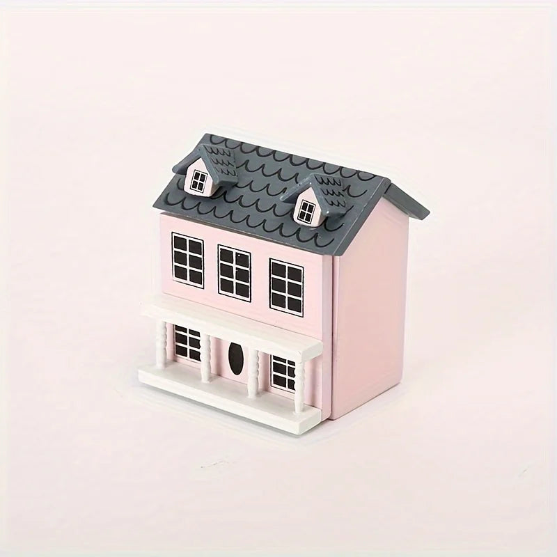 Mini Furniture Pink Blue Wall Grey Cute Pocket Villa Small House Zpaxo Pink