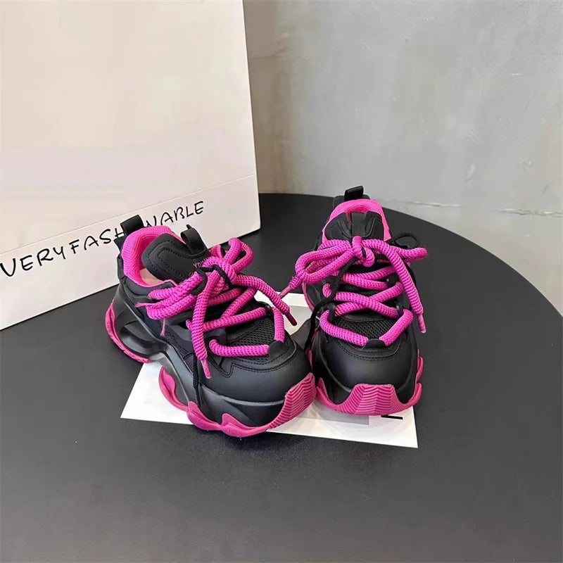 CINESSD Fashion Sneakers Women Autumn Hidden Heel Platform Sports Dad Zpaxo