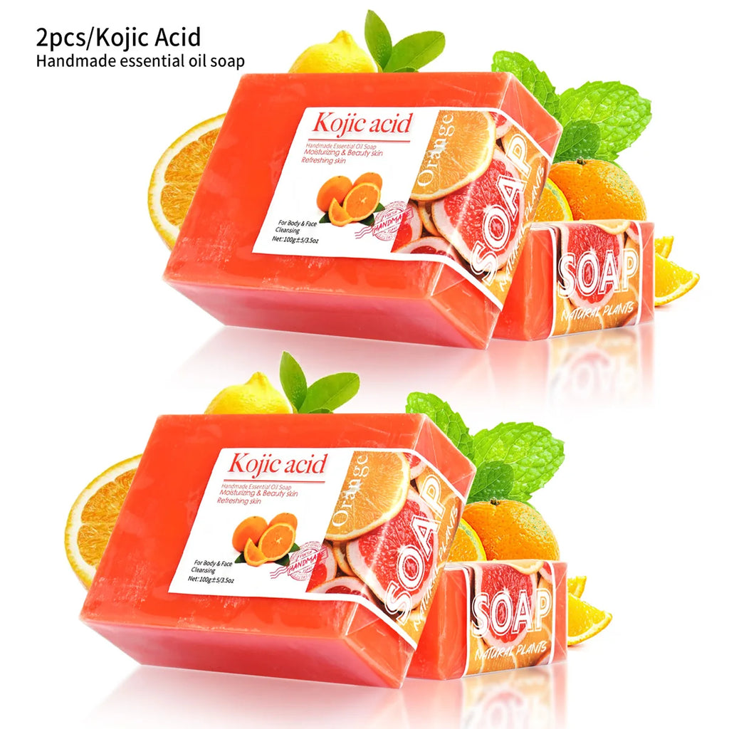 Kojic Acid Sweet Orange Handmade Soap – Brightening (2 Pcs) Brightening Bar Soap Zpaxo