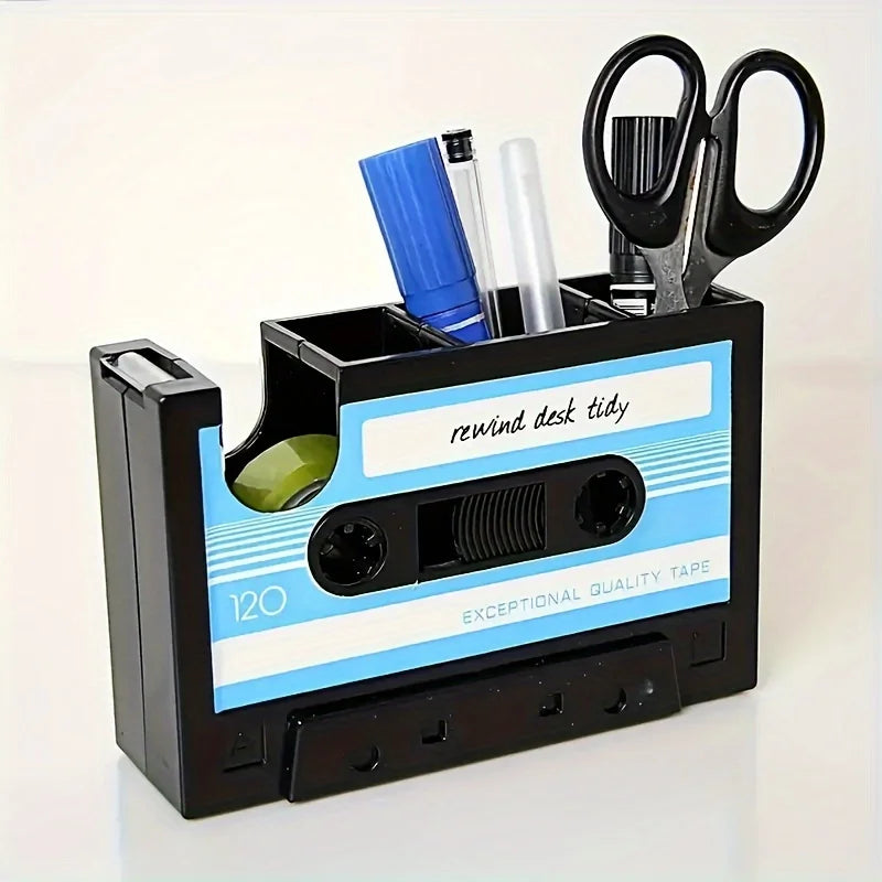 Retro Cassette Distributor Pen Holder Office Supplies Storage Box