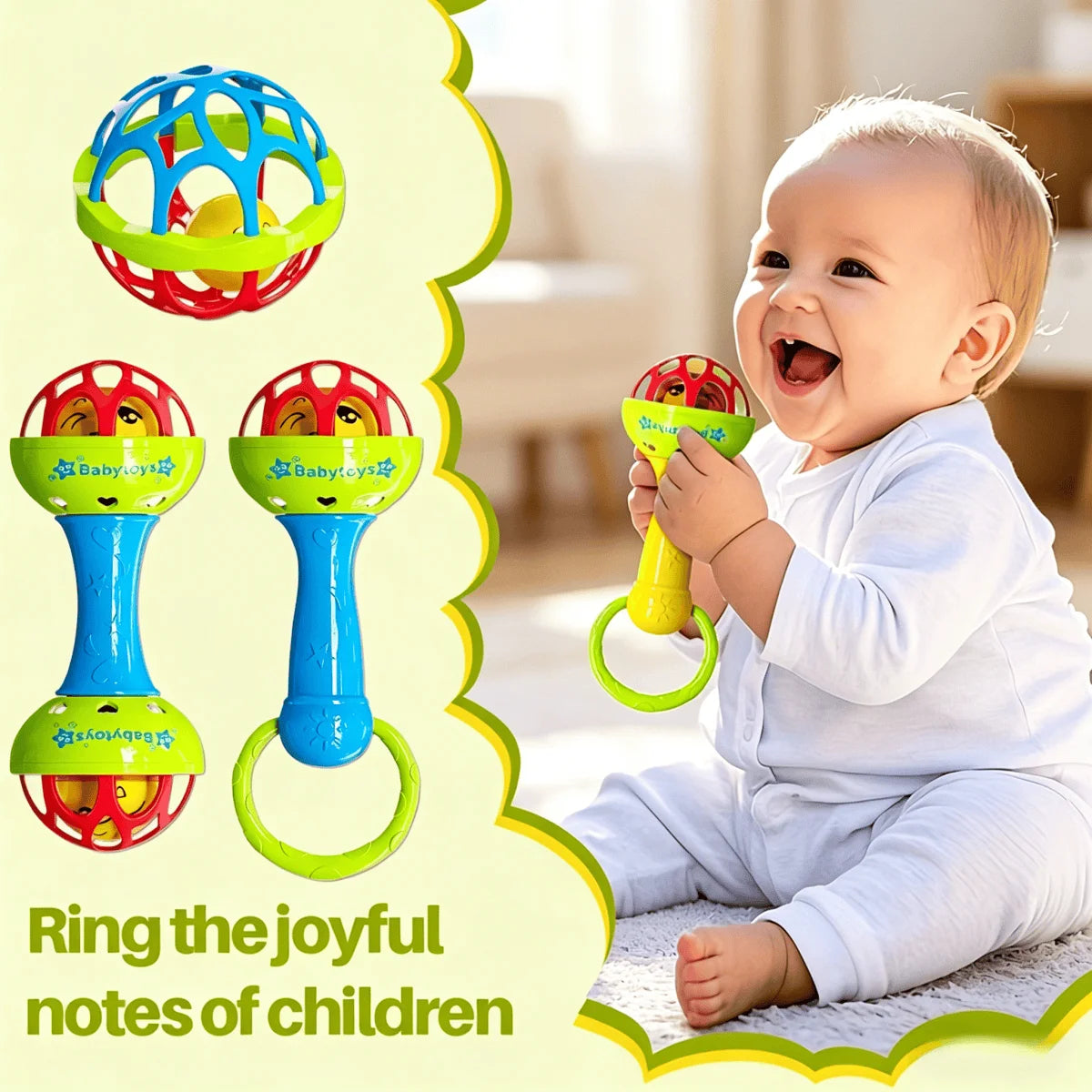 Baby Rattles Toys Grab Shake Rattle Babies Easy Hold Teething Toy