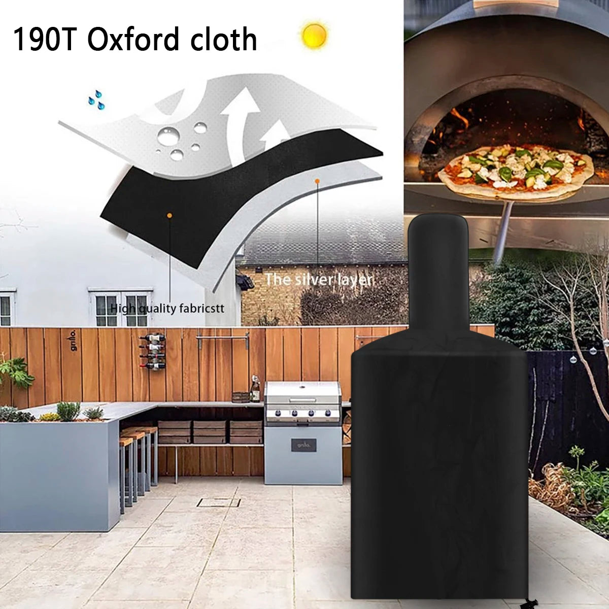 Dustproof Pizza Oven Cover Waterproof Oxford Cloth Grill Cover Resistant Outdoor Camping Pizza Stove 66.9 x 25.5 x 21.6In Garden Zpaxo