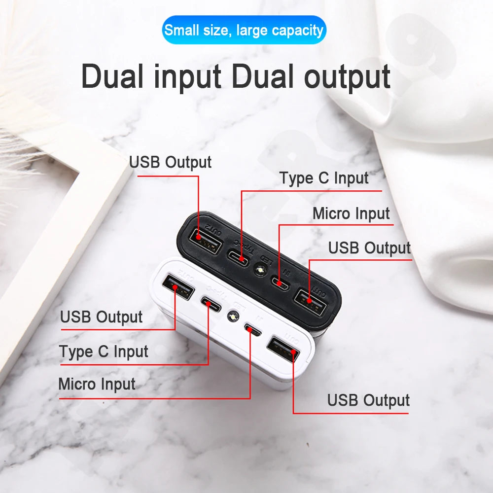 Dual USB 5V 4*18650 Power Bank Battery Box Type C PD Fast Mobile Phone Charger DIY Shell Case For IPhone X Samsung S10 Plus Zpaxo