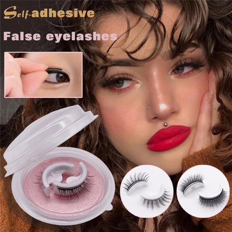 1Pair Glue Free Mink Eyelashes No Residue On The Skin 3D False Eyelashes Reusable Natural Long Eyelash Makeup Self-adhesive Zpaxo