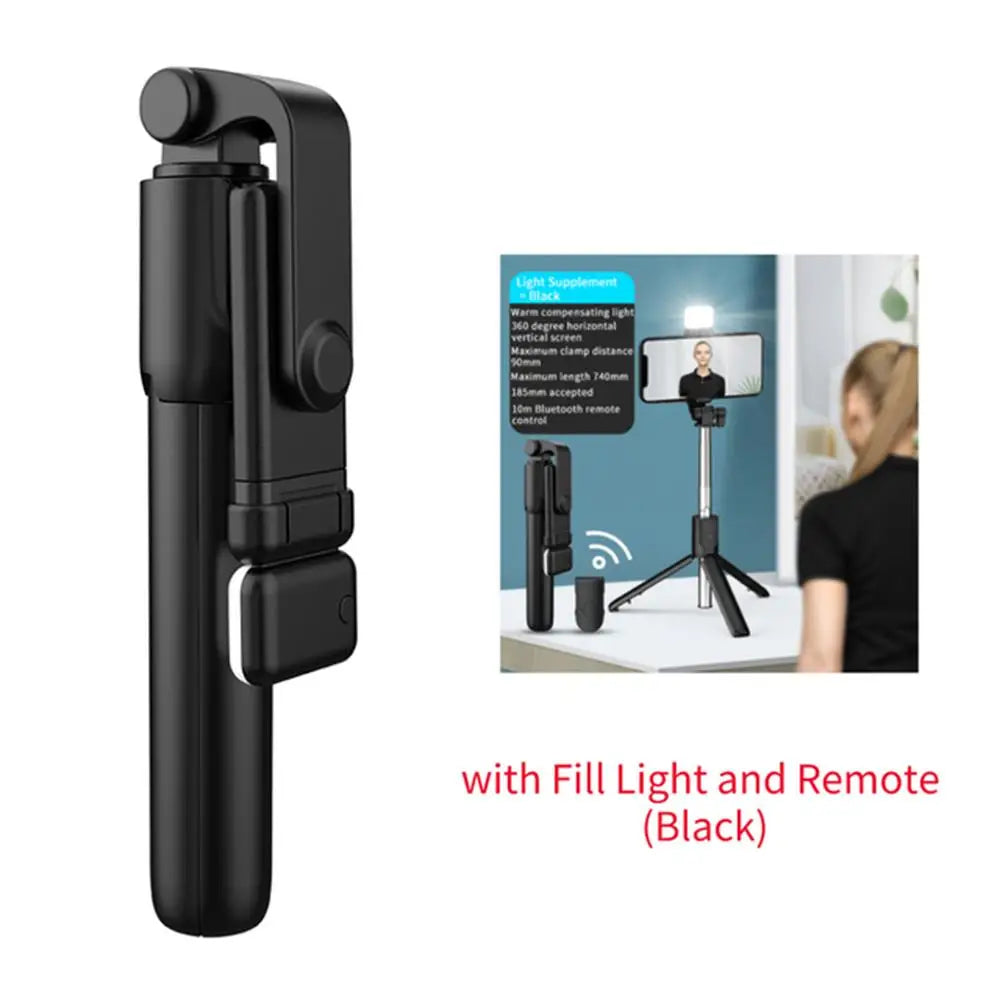 Portable Bluetooth Selfie Stick Tripod Holder Remote Shutter Fill