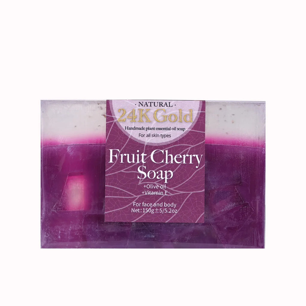 Fruit Cherry Aroma 150gYT Essential Oil Soap With Added 24K Gold Leaf Handmade Soap For Facial Cleansing Zpaxo