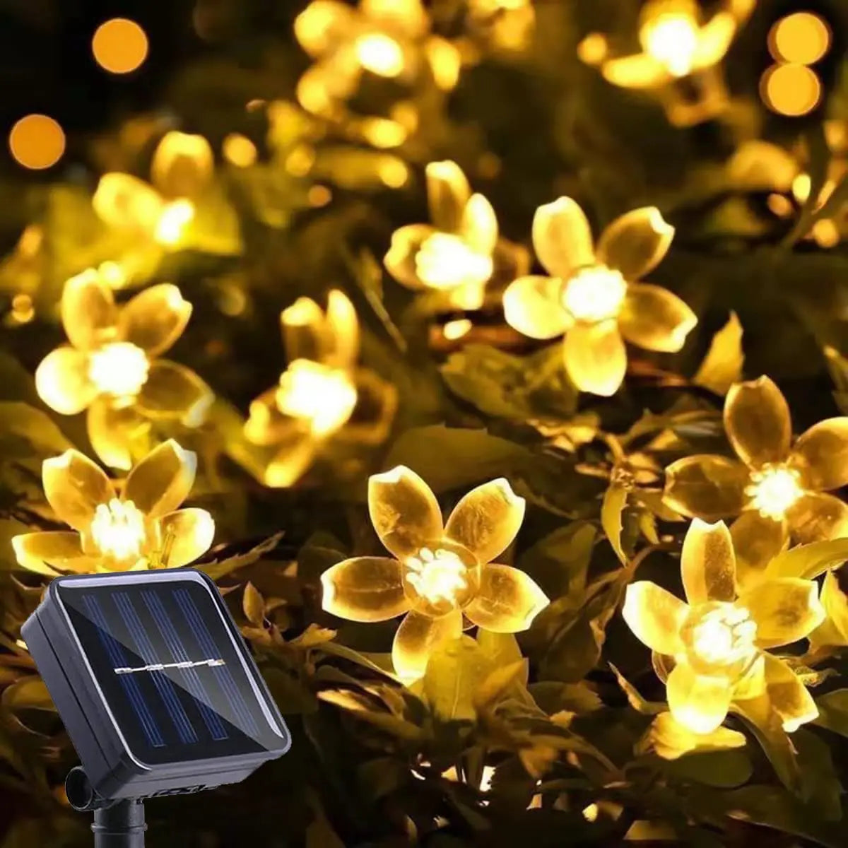 Solar Peach Flower String Light Outdoor Waterproof 60 LED Fairy Lamp Zpaxo