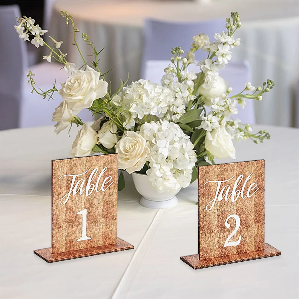Wedding Centerpieces Wooden Base Tables Markers Bridal Banquet Table