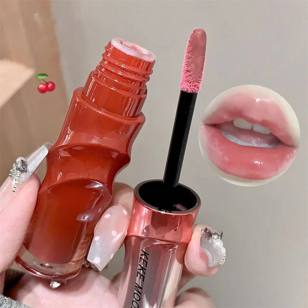Crystal Nude Gray Glossy Lip Stain Mirror Korean Glaze Sheer Glitter Zpaxo