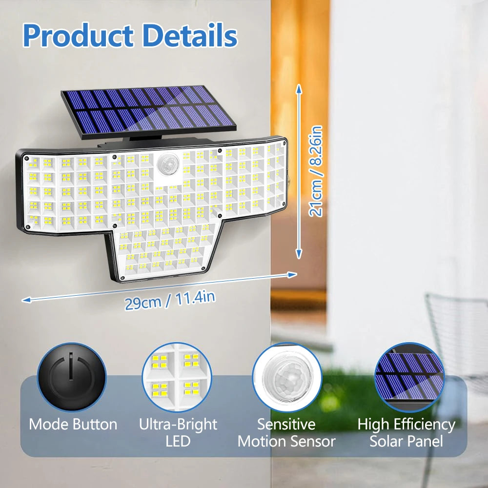 1/2 Packs 448 LED Solar Powered Security Lights Motion Sensor 3 Modes IP65 Waterproof Outdoor Wall Flood Lights for Garden Yard Zpaxo