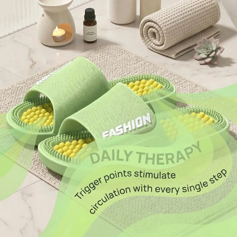 SHAJI Unisex Acupressure Massage Cloud Slides Summer Non Slip Flat