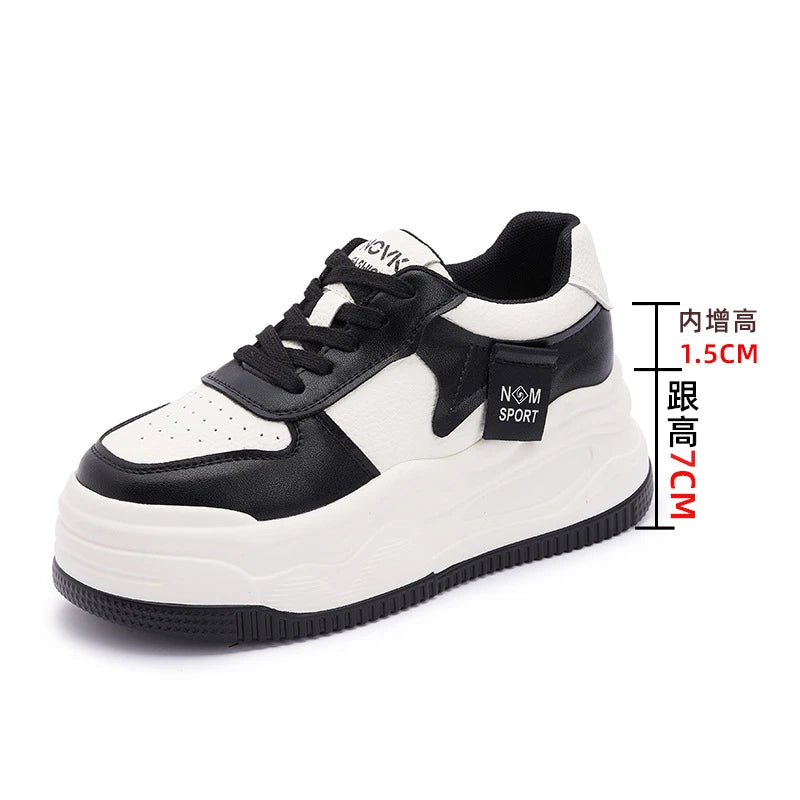 Women's Platform Chunky Sneakers Lace Up Design Sport Tag Detail Two Zpaxo 9163 Black 33