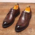 Leather Oxford Shoes Metal Rivet Detail Lace Up Formal Dress Zpaxo 3804 Brown 43 China Mainland