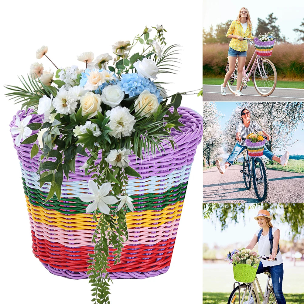 Rainbow Bicycle Basket+bell+tassel+stickers Kid Front Handlebar