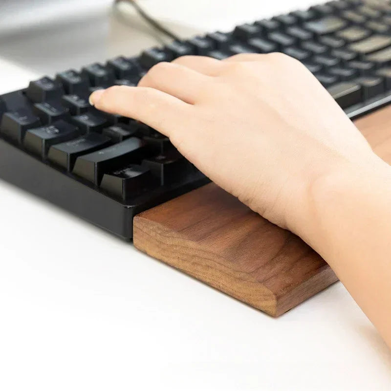 Wooden Keyboard Wrist Rest Walnut Mouse Pad Solid Support Anti-slip Zpaxo