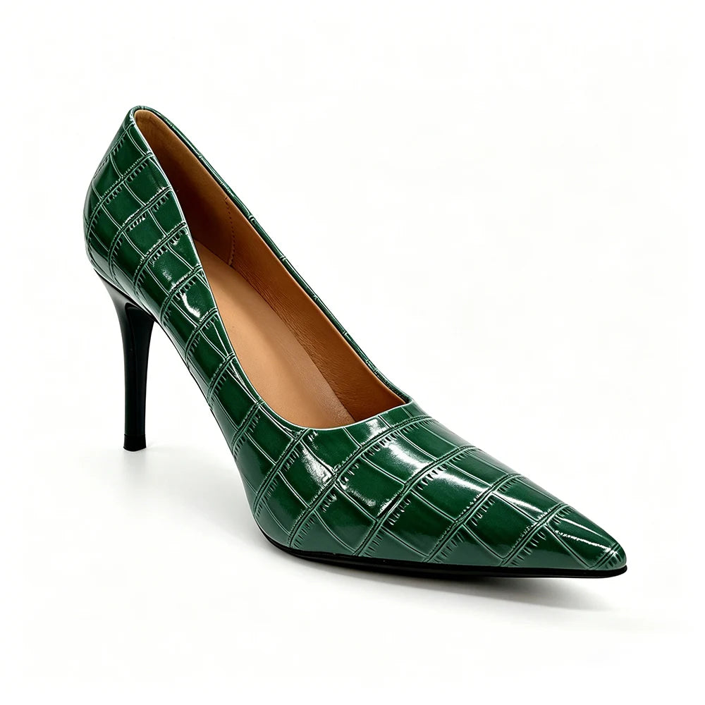 Women's Emerald Green 9cm Stiletto Pumps – PU Leather Heels