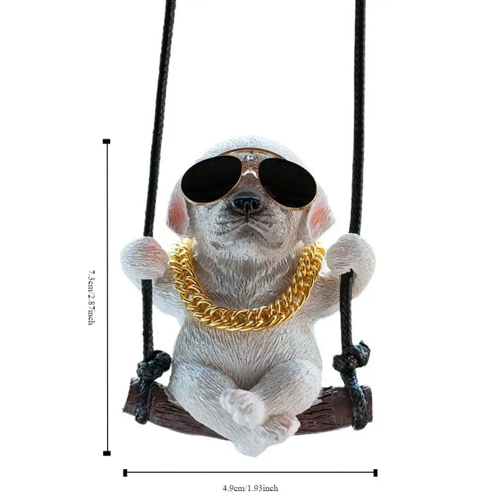 Trend Swing Dog Auto Interior Accessories Decoration Sunglasses Car Pendant Bulldog Resin Car Hanging Gift Zpaxo