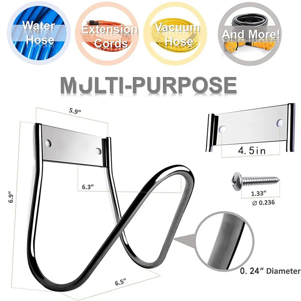 Stainless Steel Garden Hose Holder Wall Mount Water Hanger Hook