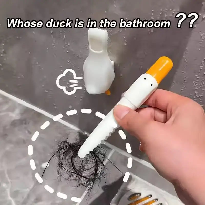 1/2pcs Cartoon Duck Drain Cleaner – Reusable Hair & Debris Catcher for Kitchen Bathroom Sink, with Clip Pad Zpaxo