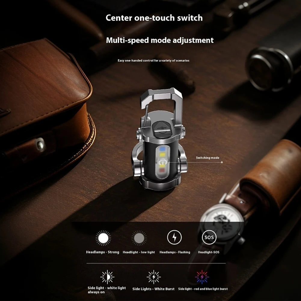 Mini Flashlight Type-c USB Rechargeable COB LED Keychain Waterproof