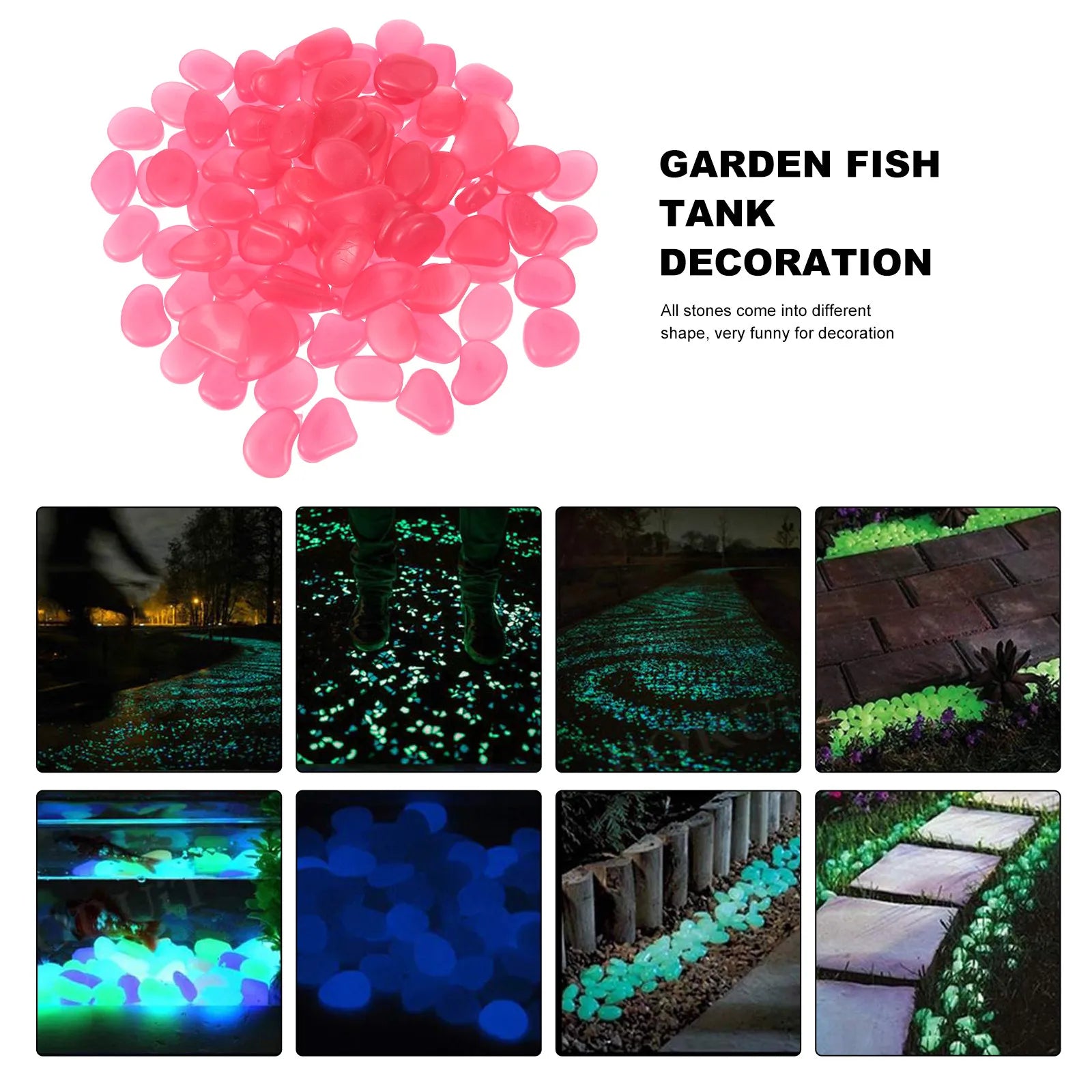 100Pcs Night Glow Luminous Garden Pebbles Rocks for Fairy Garden Potted Plants Walkway Driveway Fish Tank Decor Luminous Zpaxo