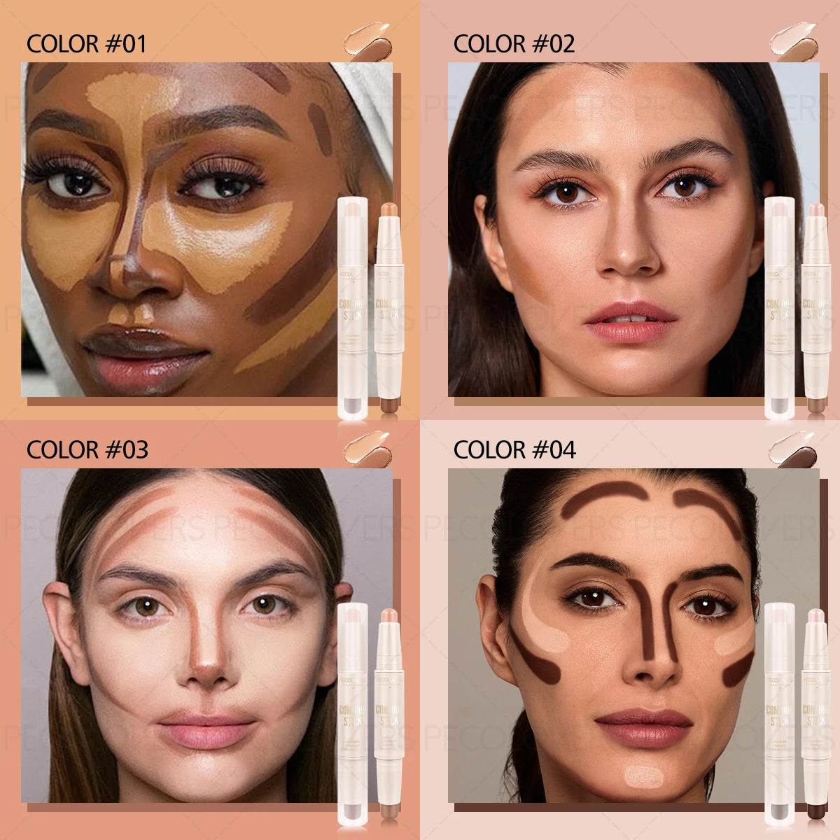 1PC Highlight and Contour Stick, Facial Highlighting, Shaping The Facial Contour, Three-dimensional, Essential Daily Makeup Tool Zpaxo
