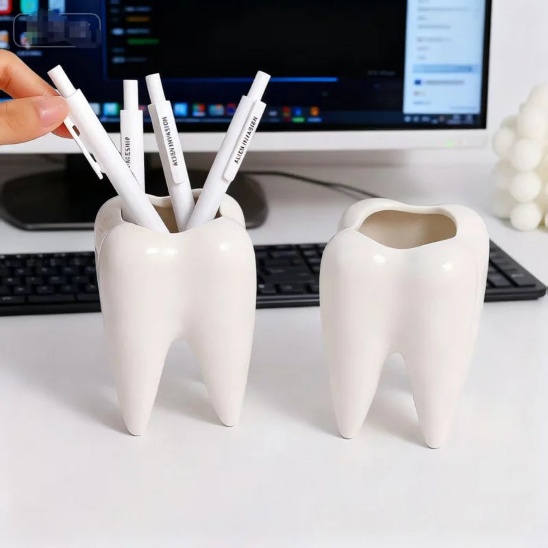 Funny Tooth-shaped Pencil Holder Desktop Pen Cup Succulent Plant Pot