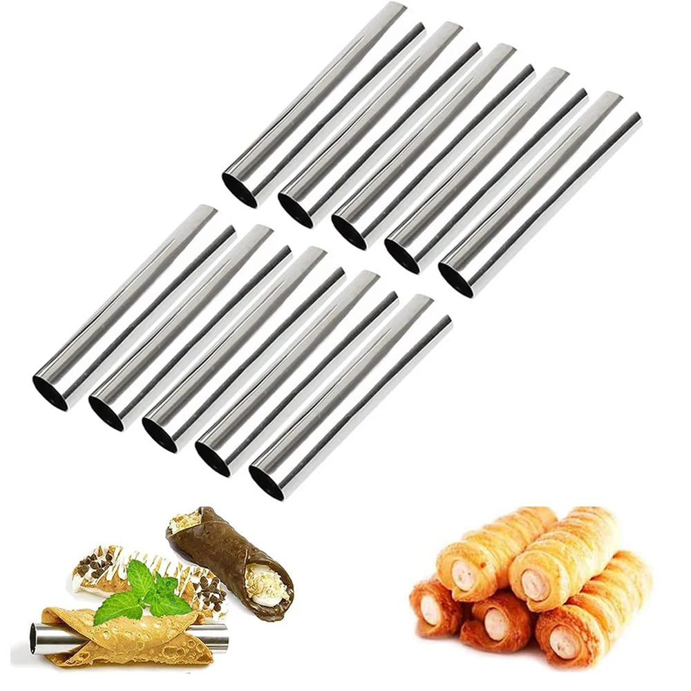 3/5/10Pcs Stainless Steel Cream Horn Mold Large Size Cannoli Tubes Croissant Mold Cones Pastry Roll Baking Tools Zpaxo