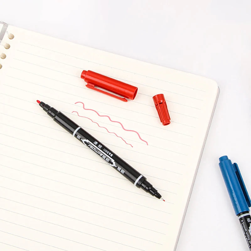 Twin Tip Black Blue Red Oil Marker Pen 0 5 Double Headed Permanent