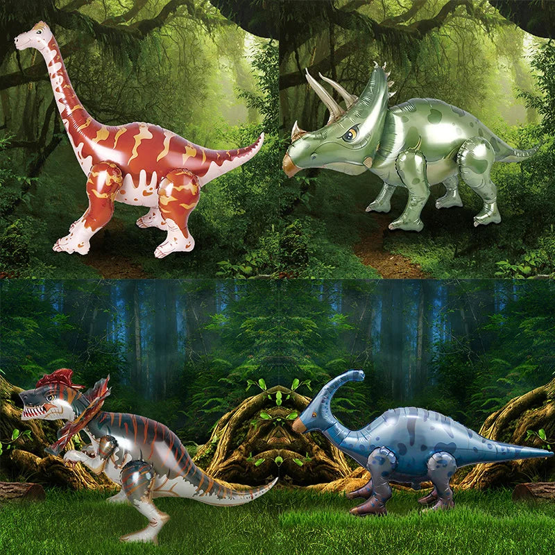 4D Giant Walking Dinosaur Foil Balloons Jungle Animal Childrens