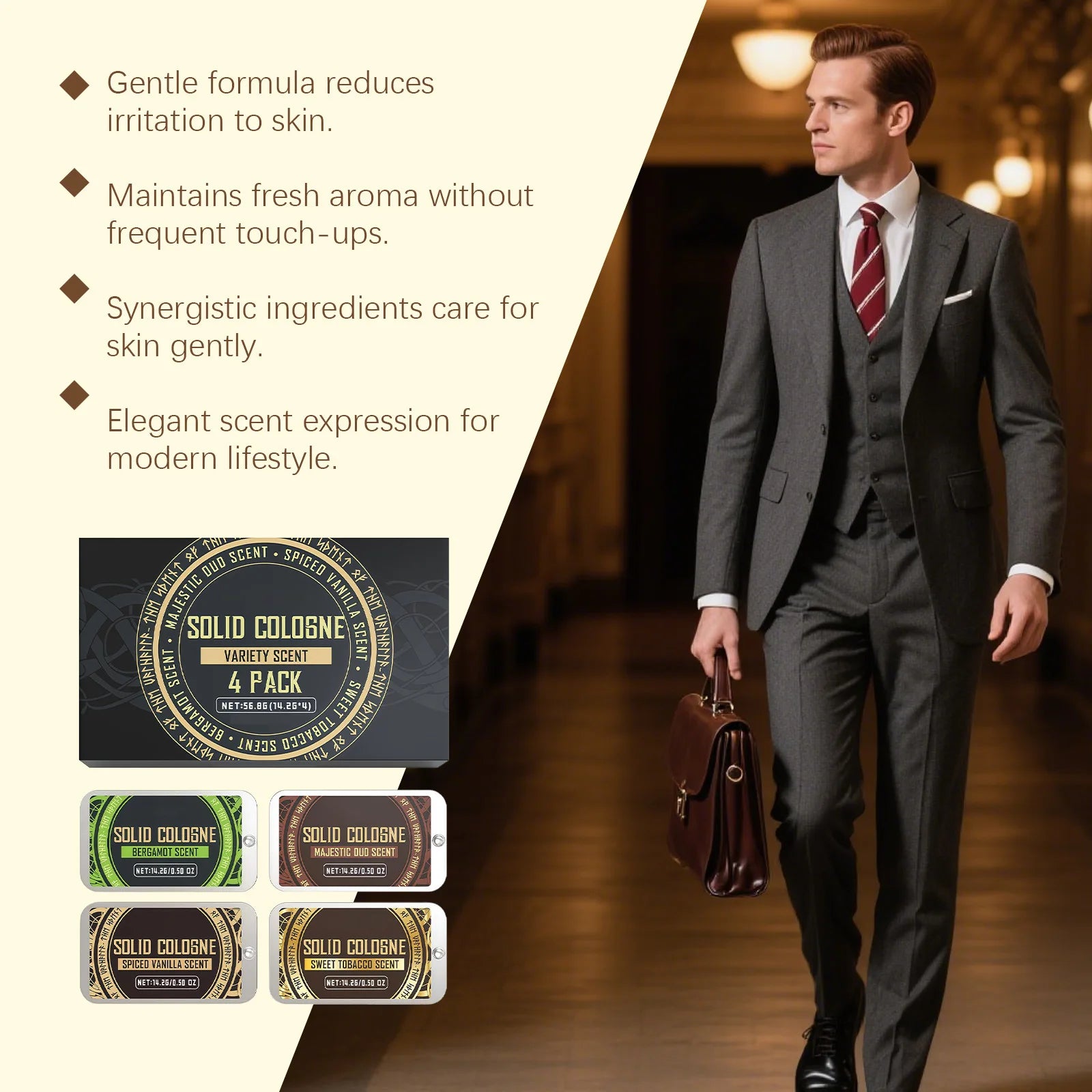 Men's Solid Perfume Balm – Fruity Woody Pheromone Fragrance Solid Perfume Balm Zpaxo