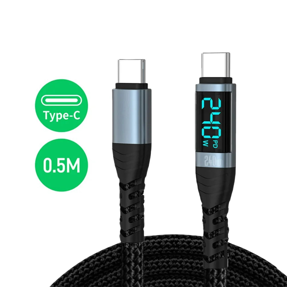 USB-C to USB-C Cable 240W 6A Fast Charging & 480Mbps Data USB-C Charging Cable Zpaxo 0.5m Cable