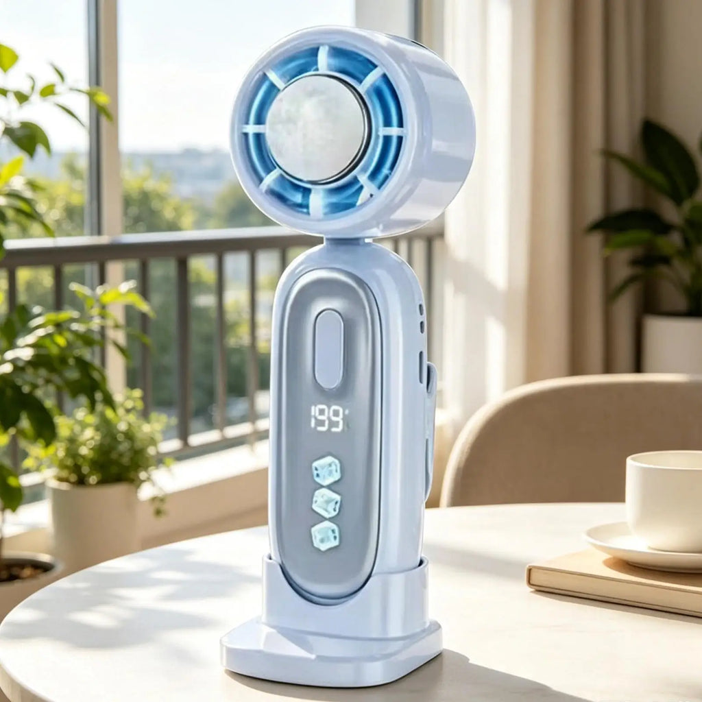 Handheld Fan LED Display Rechargeable Foldable Mini Battery Operated
