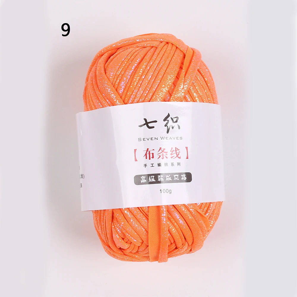 100g/Roll Metallic Crochet Yarn Imitation Leather Shiny Crochet Yarn Fabric Yarn for Knitting T-Shirt Bag Craft Zpaxo Orange