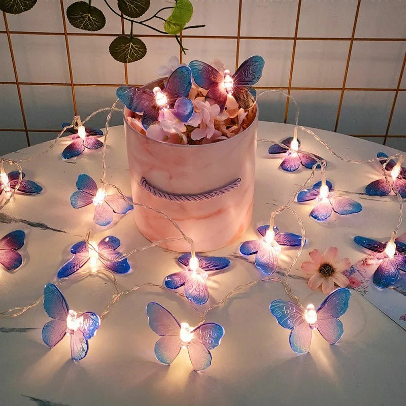 Butterfly-shaped Solar String Lights LED Fairy Indoor Outdoor Garden