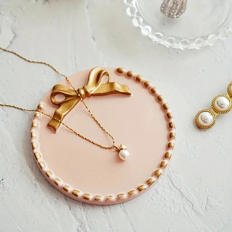 Circular Bow Jewelry Tray Necklace Earring Storage Display Prop