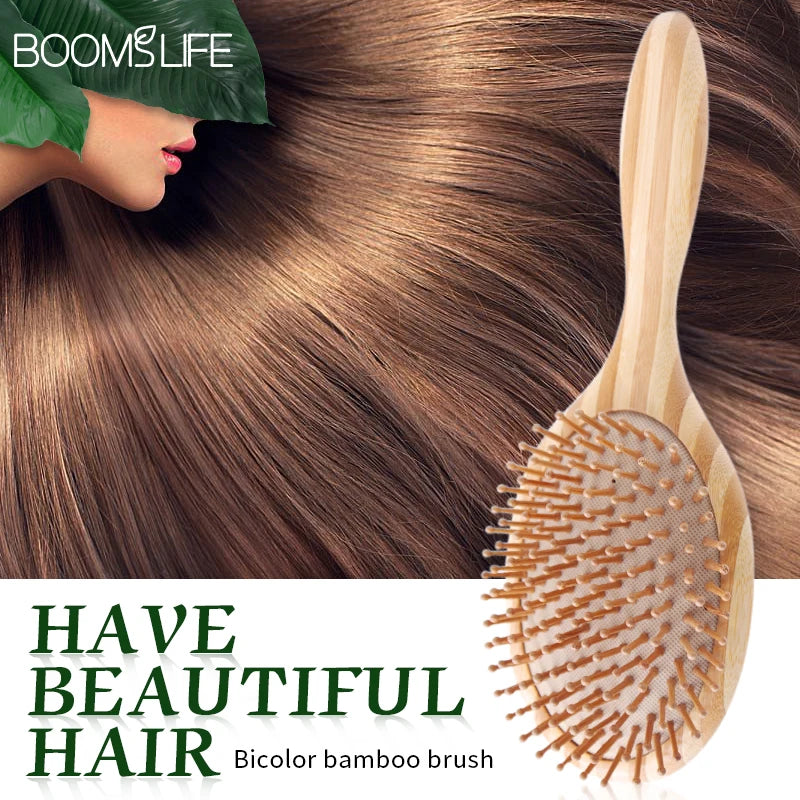 Bamboo Hair Brush Women Wood Hair Comb Wide Teeth Bamboo Airbag Massage Scalp Brush Anti-static Hair Combs for Prevent Hair Loss Zpaxo