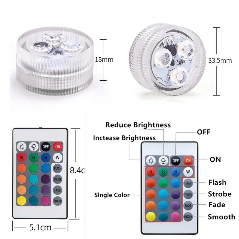 Mini 16-Color RGB LED Underwater Light – IP68 Pool & Pond Submersible LED Light Zpaxo