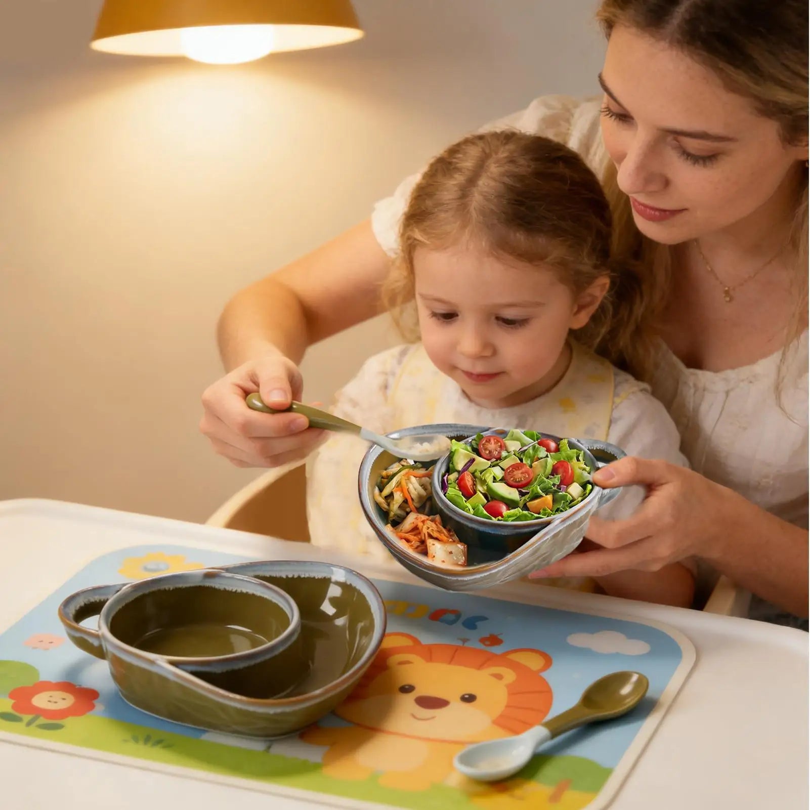 Chips Dip Bowl 2 Anti-soggy Divided Dishes Handle Large Cereal Bowls