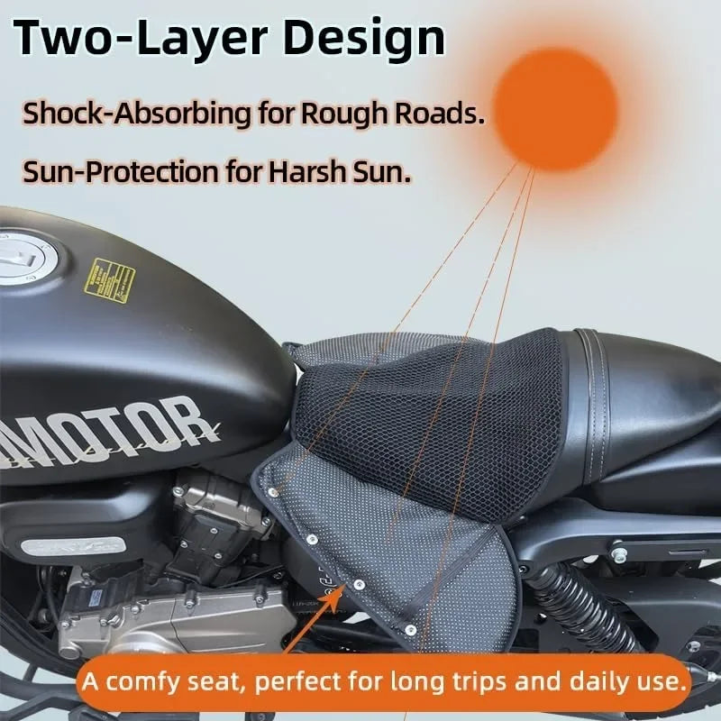 3D Honeycomb Motorcycle Gel Seat Cushion – Breathable Comfort