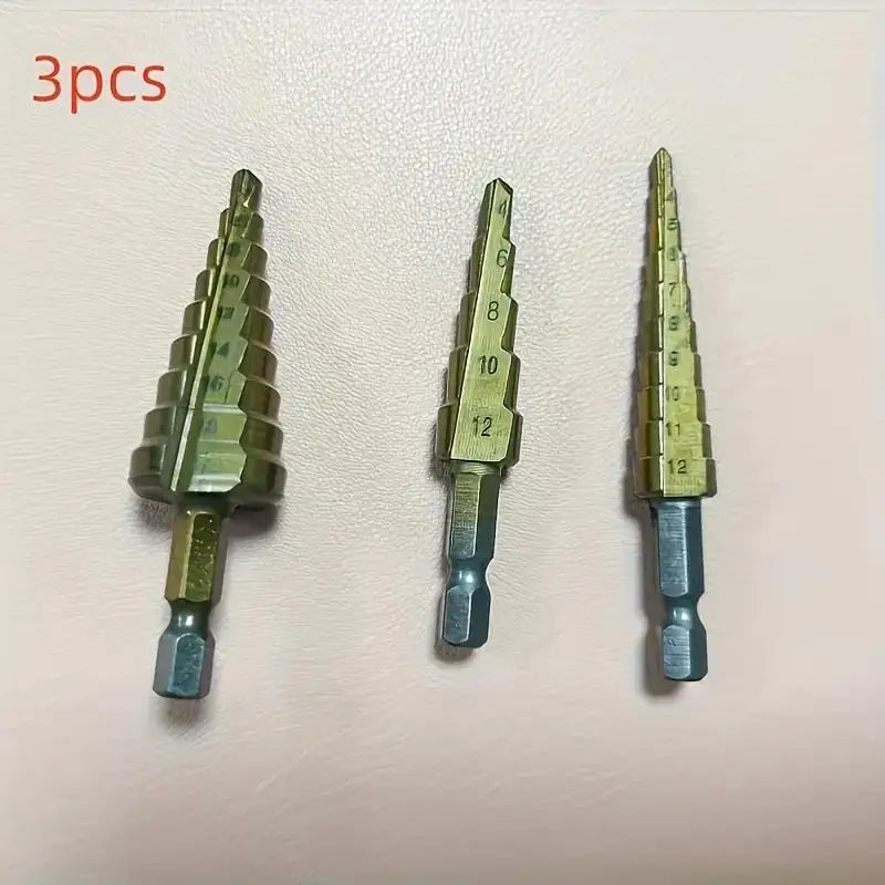 3PCS step drill kit-for wood and metal | Multi-size drilling tool kit without power supply Zpaxo 3pcs