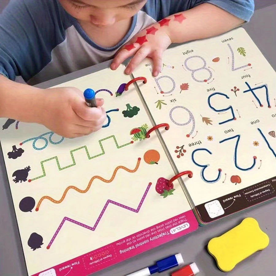 Reusable Magic Tracing Workbook, Educational Drawing and Pen Control Training, Essential for Learning, Classroom Education Zpaxo