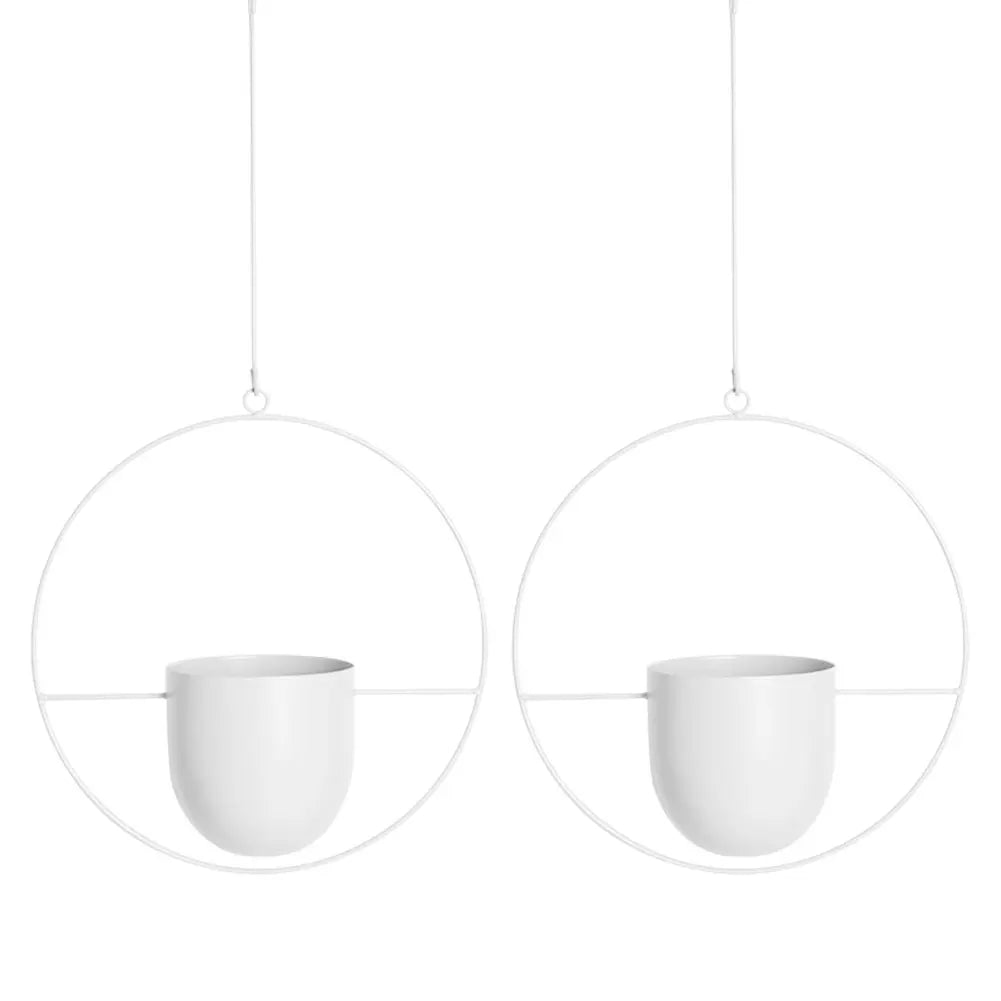 Metal Plant Holders Pots Round Oval Shape Minimalist Planter 2 Wall