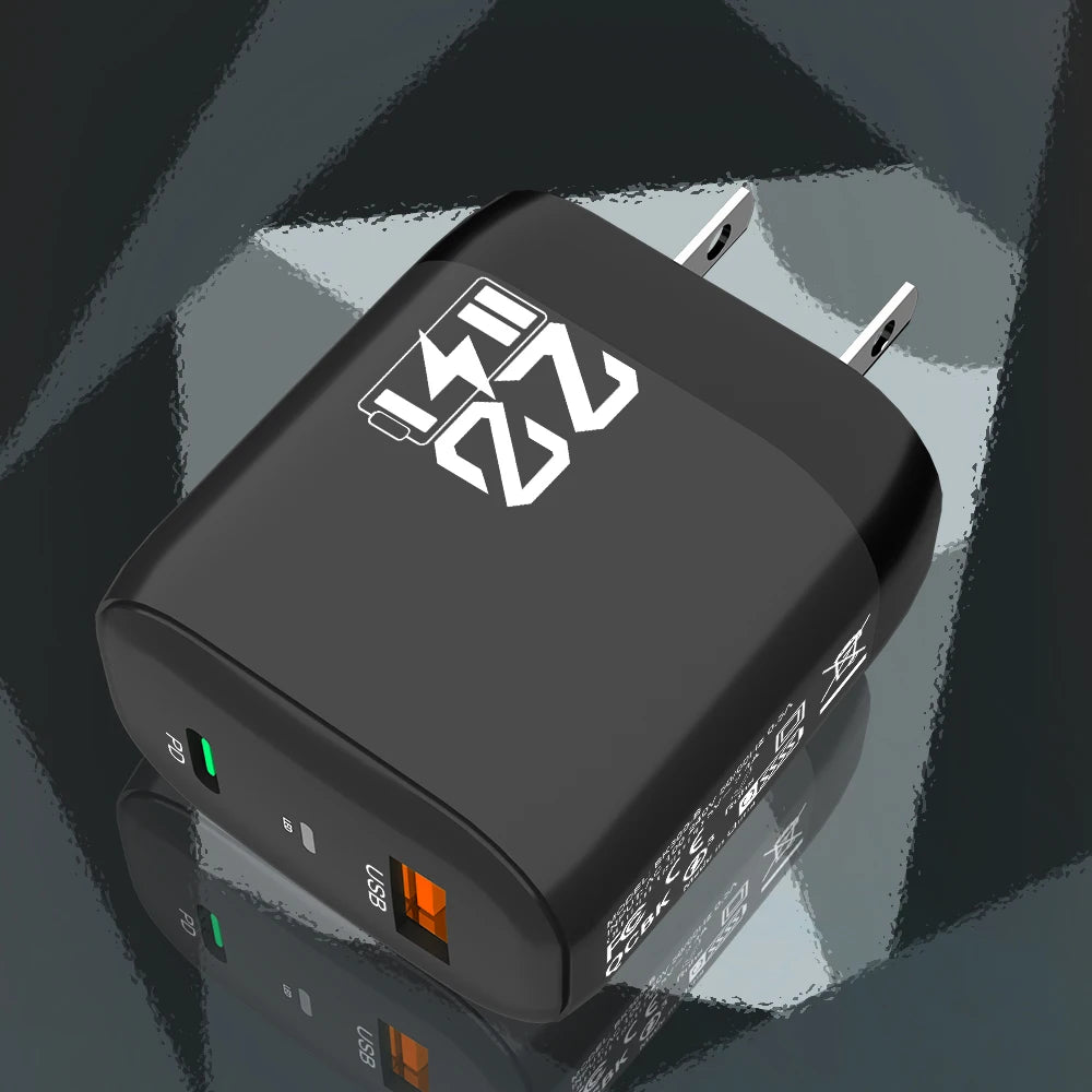 20W USB-C PD Fast Charger Dual Port Wall Adapter EU US Plug USB-C Wall Charger Zpaxo Black US